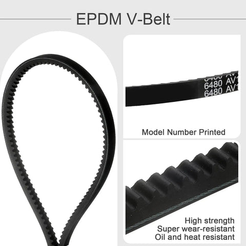 Cogged EPDM V Belt Raw Edge Industrial Rubber Belt Half Inch Wide Inside Circumference Forty Seven Inches Oil Resistant Heat And Cold Resistant Quiet Performance Durable Drive Belt, model printed