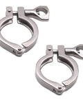Two stainless steel 304 tri-clamp ferrule clamps with wing nuts for 1.5 in TC (pack of 2)