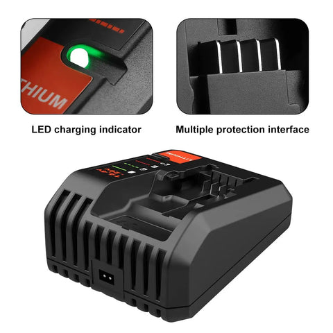 Heavy Duty Fast 2A 20V Lithium Battery Charger For Black And Decker 20V Tools And Porter Cable 20V Tools With 52 Inch Cable