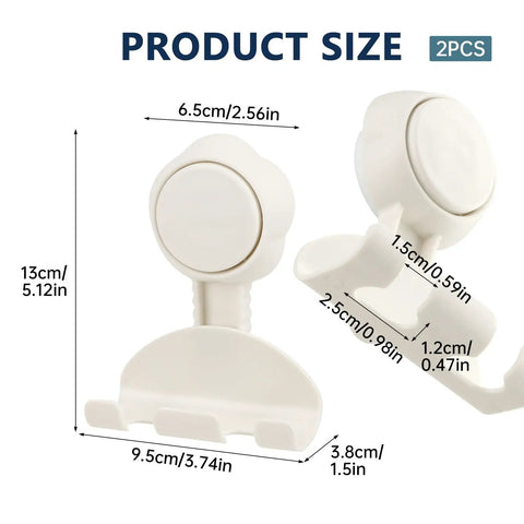 Hassle Free Heavy Duty Suction Cup Razor Holders For Bathroom Sink Organizer With Super Strong No Drill Grip, 2 pack size details.