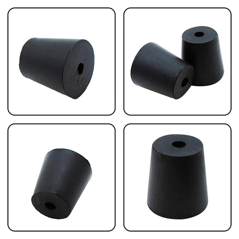 Premium 6 Pack Black Rubber Stoppers With Hole Heavy Duty Tapered Lab Bungs Kickass Leak Proof Seals Built Tough For Test Tubes Industrial And Home DIY Projects