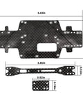 Top view of Carbon Fiber Wave Box Bottom Plate Two Layer Upgrade For WLtoys 1/28 RC Car with detailed measurements.