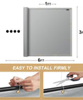 Heavy Duty Fireproof Grill Backsplash Mat To Shield Your Deck Fence And Railing From Scorching Heat Grease Splatter And Smoke, No Sweat Patio Backguard Cover features dimensions 1ft x 6ft x 3ft with easy install details.