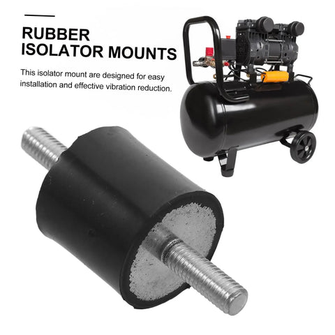 Sturdy Rubber Shock Mounts 4 Pack Vibration Isolators for Fitness Equipment and Air Conditioning, Easy Install, Heavy Duty Rubber Mounts for Bikes, Compressors and Machinery, black rubber isolator mount with threaded bolt