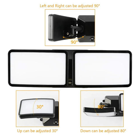Dusk to Dawn LED Security Light 18W Plug-In Outdoor Flood Light 5000K Daylight 1600LM IP55 Waterproof adjustment angles.