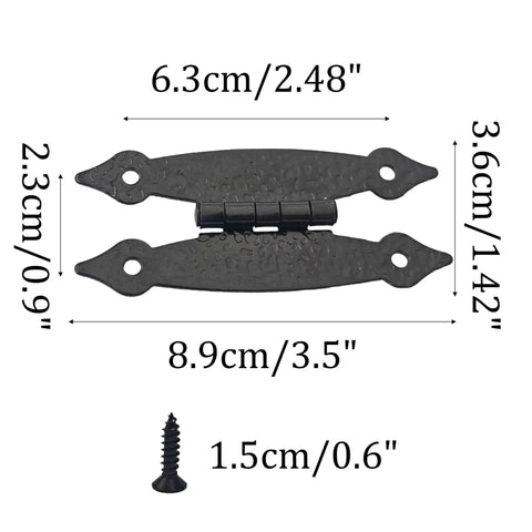 4 Pack 3.5 Inch Antique H Shape Cabinet Hinges Black Flat Flush For Cupboard Wardrobe Boxes Drawers Durable Steel