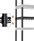 Built Like A Tank Four Tier Heavy Duty Wire Storage Shelves With Wheels For Closet Bathroom Pantry Kitchen Garage And Laundry Room Organization Black Steel Adjustable Height Shelving Unit Each Shelf Holds 350 Pounds Total 1400 Pound Capacity showing adjustable height detail