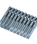 Top Tier Slotted Screwdriver Bits Set With 10 Pieces Featuring Tough S2 Alloy Steel, Magnetic Hold, And 1/4 Inch Hex Shank Perfect For Heavy Duty Drilling And Pro Tool Kits, 10 S2 steel slotted bits