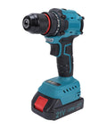 Badass Cordless Drill with Brushless Motor 55Nm Torque 25 Plus 1 Settings Dual Speed 0 to 1500RPM Metal Chuck Heavy Duty Electric Driver for Tough Jobs Sweet Control and Reliability US Plug side view with battery