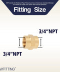 Real Deal 3/4 Inch Female To Female Npt Brass Pipe Coupler showing size specifications and threaded detail for plumbing use.