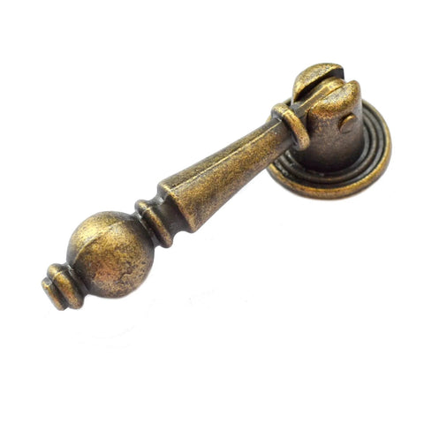 Four Piece Antique Bronze Drawer Pulls Set With Single Hole Mount, Vintage Decorative Handle for Dresser, Zinc Alloy