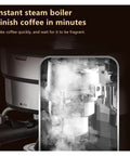 Top Shelf Semi Automatic Espresso Maker With Swift Milk Frother And Quick Fill Water Tank For Smooth Lattes and Dope Cappuccinos To Kickstart Your Daily Coffee Ritual, close-up of steam boiler.