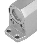 Close-up of Heavy Duty Adjustable Door Closer With Hold Open For 25-35 Kg Doors, Silver Finish, Fire Rated Hardware details