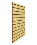 Side view of a 24 By 36 Inch Maple Slatwall Panel For Home Garage And Retail Display Flexible Wall Organizer With Slatwall Accessories