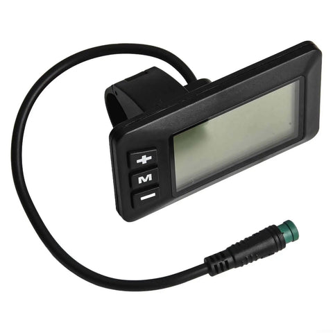 Waterproof 5 Pin LCD Display GD01 For E Bike Electric Bicycle Controller Monitor with weatherproof connector, black finish.