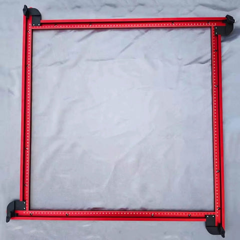 Adjustable Router Jig For Cutting Boards And Grooves, Square Template Guide With A 23.6 By 23.6 Inch Frame, in red.