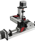 Three Axis Sliding Guides For Rock Solid Precision Linear Motion On A Table Stage With Vertical Positioning System Featuring Ball Screw, Low Friction Rails, Smooth Glide, And Stepper Motor For DIY CNC Projects, aluminum linear slide