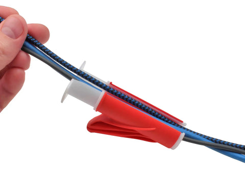Wire Loom Insertion Tool Set For Three Eighths To Two Inch Conduit Sleeving - handheld red tool for cable management