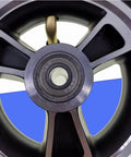 Close-up of 8 Inch X 2 Inch Wheelchair Caster Wheels with aluminum alloy hubs and slick rolling pneumatic tires.