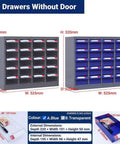 20 Drawer Heavy Duty Metal Parts Cabinet With Label Stickers for garage workshop and office storage in blue and transparent