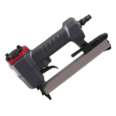 Heavy Duty 18 Gauge Pneumatic Brad Nailer For Carpentry and J Nail Compatibility Featuring Built In Viewing Window Plus Quick Release Nose Latch