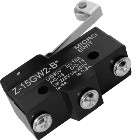 Heavy Duty Long Hinge Roller Lever Microswitch Rocker Type Z-15GW2-B 1NO 1NC 15A 250V High Current Control Switch For Machine Tools Cranes Electrical Equipment Automation Appliances, black body with metal lever
