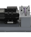 Solid Build Lawn Mower Blade Sharpener With 9 Inch Grinding Disc And 1Hp 750W Motor, side view of motor and disc mounting.