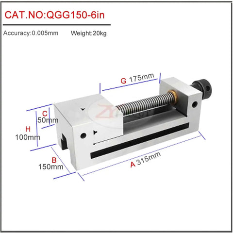 Built Tough Bench Vise With High Precision Parallel Jaws For Cnc Milling And Garage Work Available In Six Or Eight Inch Specs side view with dimensions.