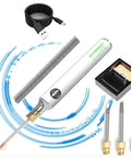 Must Have Portable USB Rechargeable Electric Soldering Iron With Adjustable Auto Welder Supplies For Field Repairs And 330-450C Heat Control LED Indicators Plus Essential Tips Accessory Kit with USB cable and tips.