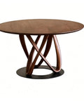 Rock Solid Mid Century Black Walnut Round Dining Table With 78 Cm Marble Lazy Susan And Slick Swivel Plate For Top Shelf Kitchen Home Game Changer, elegant round walnut table with unique base