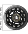 Close-up of black skate wheel with bearing, highlighting 8 Pack Inline Skate Wheels For Outdoor Freestyle in multiple sizes.