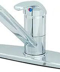 Single Lever Kitchen Faucet With 9 Inch Spout And Swivel Base Chrome Finish No Nonsense Flexible Supply Lines 10 Inch Deck Plate