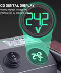 LCD digital display showing voltage reading on Badass Electric Bench Grinder And Wet Dry Belt Sander for easy control.