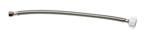 Braided Stainless Steel Toilet Connector 16 Inch Length With 3/8 Inch Compression To 7/8 Inch Ballcock Female Threads Durable Water Supply Line For Toilet Installation And Replacement Heavy Duty