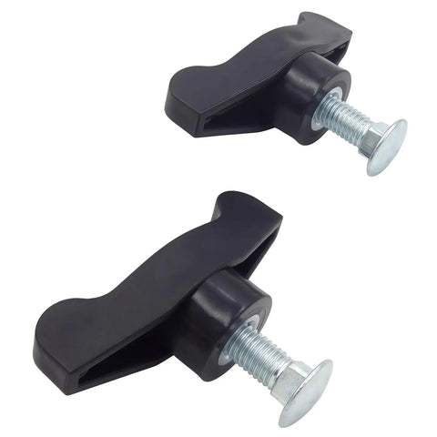 Universal Lawn Mower Handle Knob Bolt Kit with 2 short black T-handle knobs and attached bolts visible