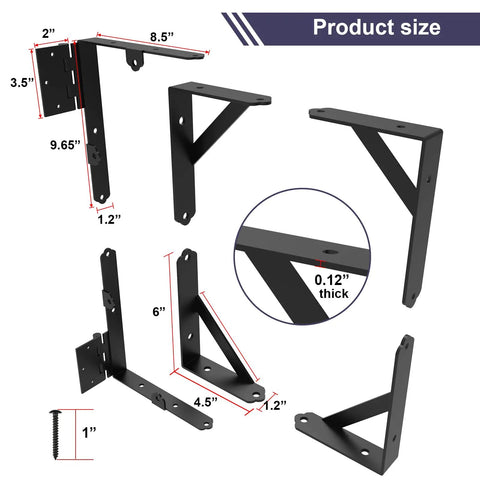 Heavy Duty Corner Gate Brace Kit For Wooden Fences With Latch No Sag Brackets Rust Resistant Powder Coated Steel, product dimensions