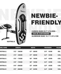 Unpowered Inflatable Hydrofoil Board With F200 Foil For Foiling Surfing, Easy Ride From Beginners To Pros, Light Grey 90L Volume chart