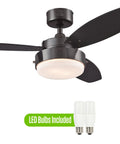 52 Inch Alloy LED Ceiling Fan In Gun Metal Finish With Reversible Black And Applewood Blades, Dope Dimmable LED Light Kit With Opal Frosted Glass