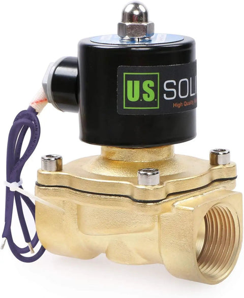 Front view of Brass NPT Electric Solenoid Valve 12V DC Normally Closed With Viton Seal 1 Inch Industrial Grade Corrosion Resistant