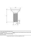 Technical drawing of True Titanium M4 0.7 Pitch 12mm Flat Head Phillips Machine Screw Pack Of 5 Grade 2 CP