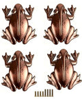 Frog Cabinet Knobs Set Of 4 In Antique Red Bronze with screws, zinc alloy animal drawer pulls for dresser cabinets.