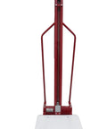 Full Size Manual Hand Winch Work Positioner Lift Truck For Warehouse with red steel frame and white platform for lifting heavy loads.