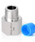 Dope 5 Piece Forged 304 Stainless Steel Reducer Adapter Set 1/4 Inch Male NPT to 3/8 Inch Female NPT with blue cap