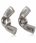 Close-up of Dang Solid Three Piece Din 315 Wing Nuts Heavy Duty Marine Grade 316 Stainless Steel for M3 to M10 bolts.