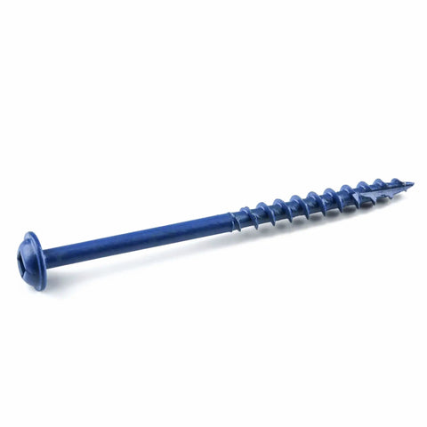Weather Resistant Blue-Kote Pocket Hole Screws For Outdoor Woodworking And Cabinetry, 2.5 Inch Coarse Thread, shown at angle