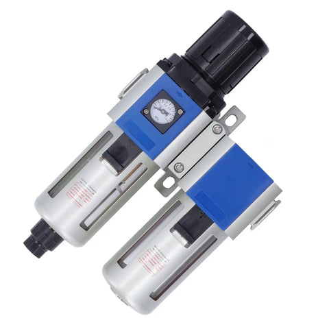 Close-up of 3 In 1 Pneumatic Air Filter Regulator Lubricator Combo With Water Oil Trap Separator GFC40010 Model