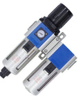 Heavy Duty 3 In 1 Pneumatic Air Filter Regulator Lubricator Combo With Water Oil Trap Separator, silver and black design