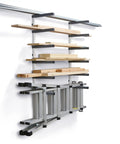 Six Level Wall Mounted Metal Lumber Rack For Garage Organization And Heavy Duty Wood Storage Shelf Pipe Holder Plywood Sheet Stand Optimizing Your Workspace In A Flash with stacked wood.