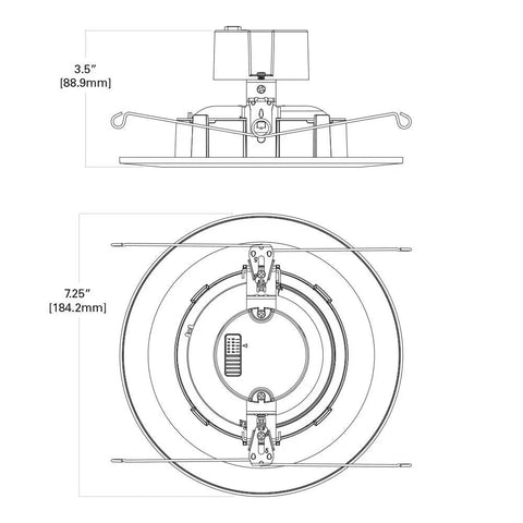 Technical drawing of Integrated LED Retrofit Recessed Gimbal Light That Fits 5 And 6 Inch Cans With Selectable CCT 2700K To 5000K 600 Lumens