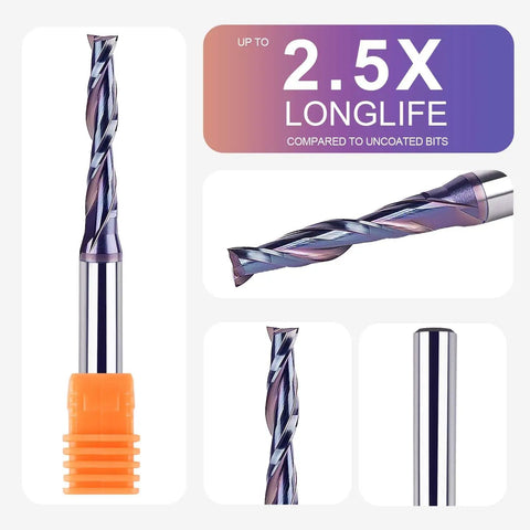 Built Tough Spiral Upcut Router Bit 3/16 Inch Cutting Diameter With 1/4 Shank and Heavy Duty Coating for long-lasting performance.